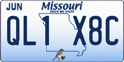 MO license plate QL1X8C