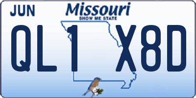 MO license plate QL1X8D