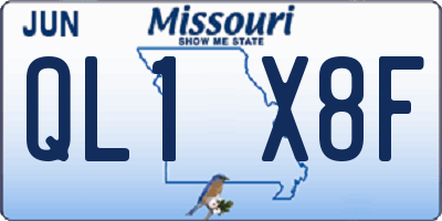 MO license plate QL1X8F