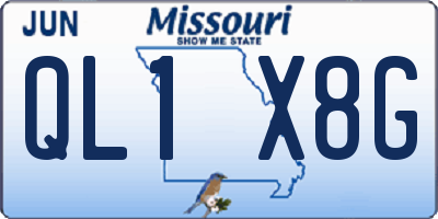MO license plate QL1X8G