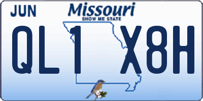 MO license plate QL1X8H
