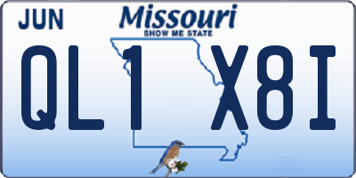 MO license plate QL1X8I