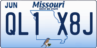 MO license plate QL1X8J