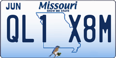 MO license plate QL1X8M