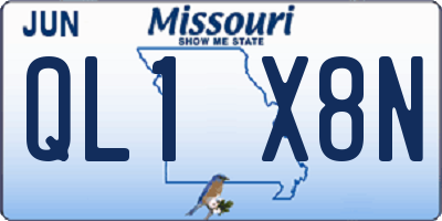 MO license plate QL1X8N