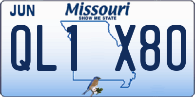 MO license plate QL1X8O