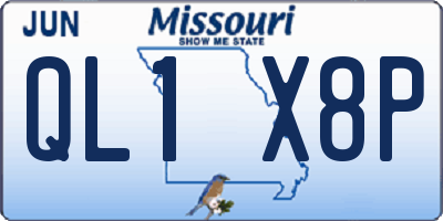 MO license plate QL1X8P