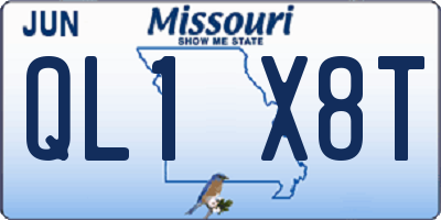 MO license plate QL1X8T