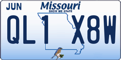 MO license plate QL1X8W