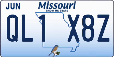MO license plate QL1X8Z