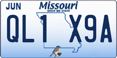 MO license plate QL1X9A