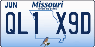 MO license plate QL1X9D