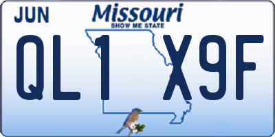 MO license plate QL1X9F