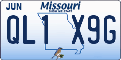 MO license plate QL1X9G