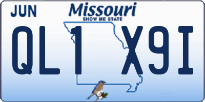 MO license plate QL1X9I