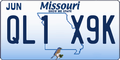 MO license plate QL1X9K
