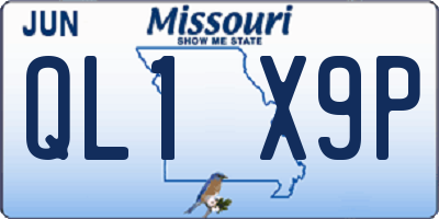 MO license plate QL1X9P