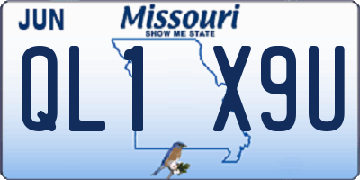 MO license plate QL1X9U