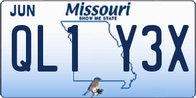 MO license plate QL1Y3X