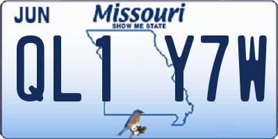 MO license plate QL1Y7W