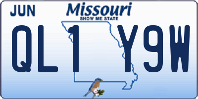 MO license plate QL1Y9W