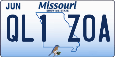 MO license plate QL1Z0A