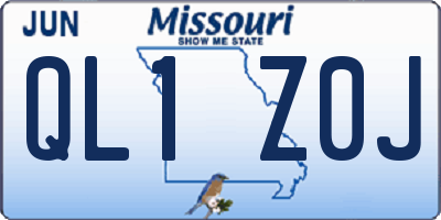 MO license plate QL1Z0J