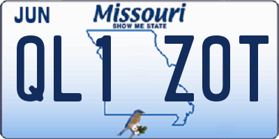 MO license plate QL1Z0T