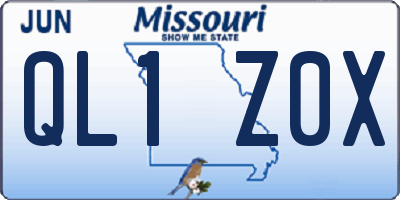 MO license plate QL1Z0X
