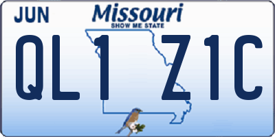 MO license plate QL1Z1C