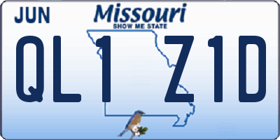 MO license plate QL1Z1D