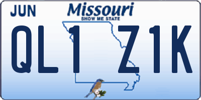 MO license plate QL1Z1K