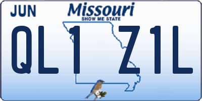 MO license plate QL1Z1L