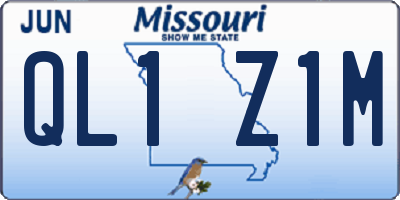 MO license plate QL1Z1M