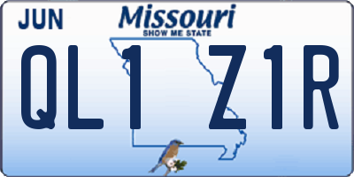 MO license plate QL1Z1R
