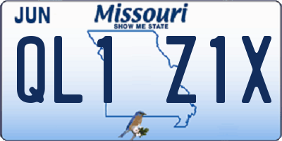 MO license plate QL1Z1X