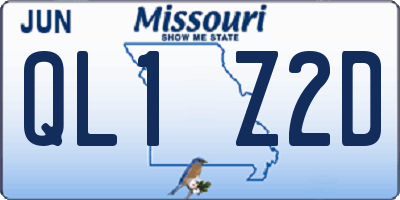MO license plate QL1Z2D