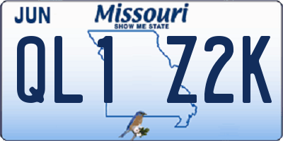 MO license plate QL1Z2K