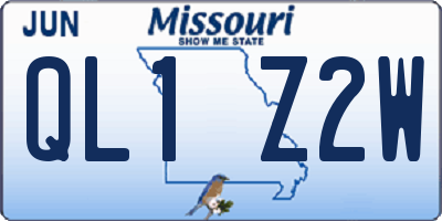 MO license plate QL1Z2W