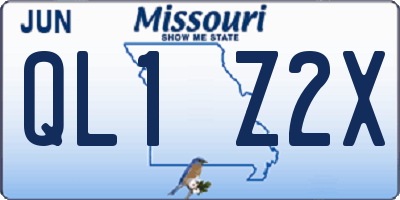 MO license plate QL1Z2X