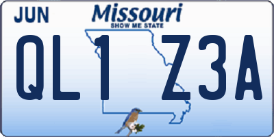 MO license plate QL1Z3A