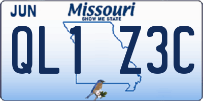 MO license plate QL1Z3C