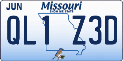 MO license plate QL1Z3D