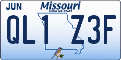 MO license plate QL1Z3F
