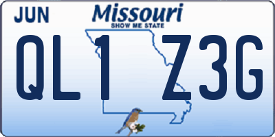 MO license plate QL1Z3G