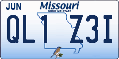 MO license plate QL1Z3I