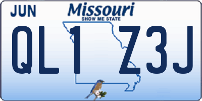 MO license plate QL1Z3J