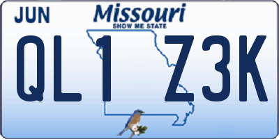 MO license plate QL1Z3K
