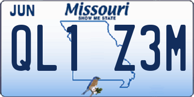 MO license plate QL1Z3M