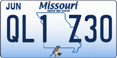 MO license plate QL1Z3O